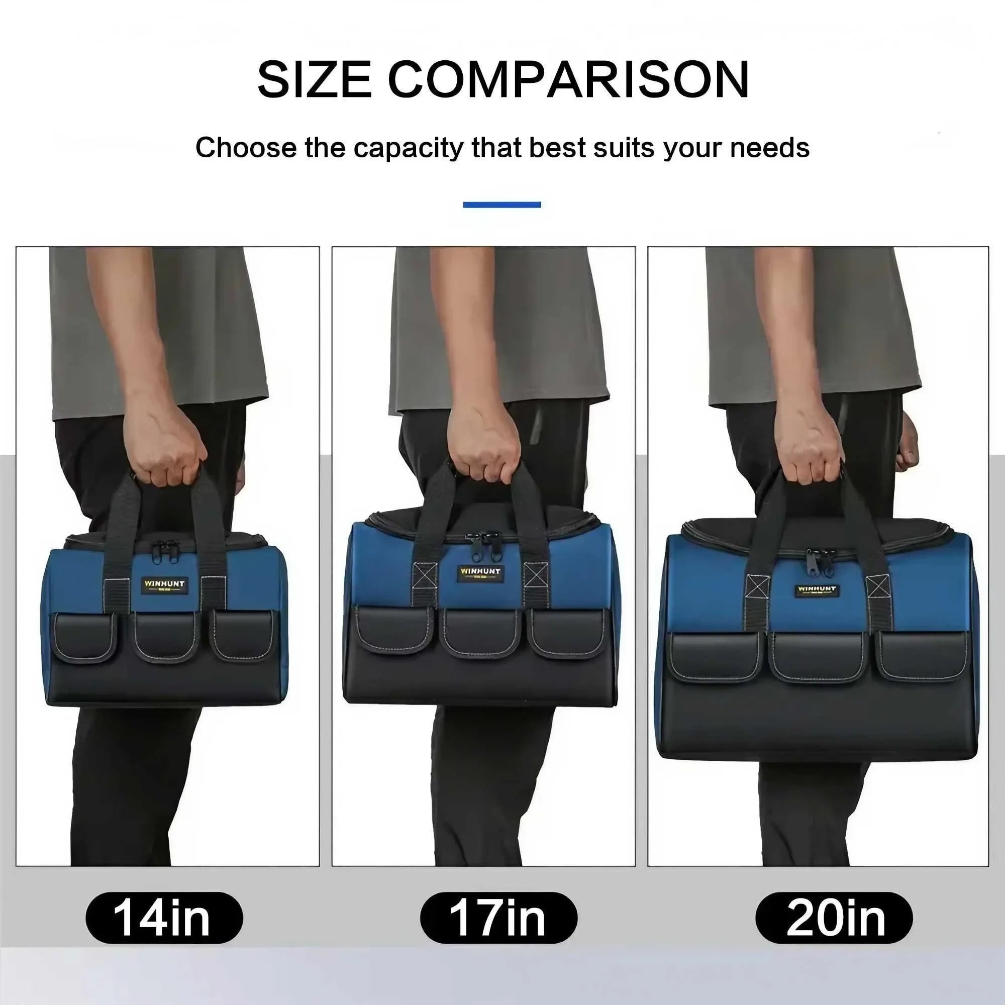 Heavy Duty Tool Bag Large Capacity Organizer with Reinforced Bottom Multi Compartment for Construction Tools