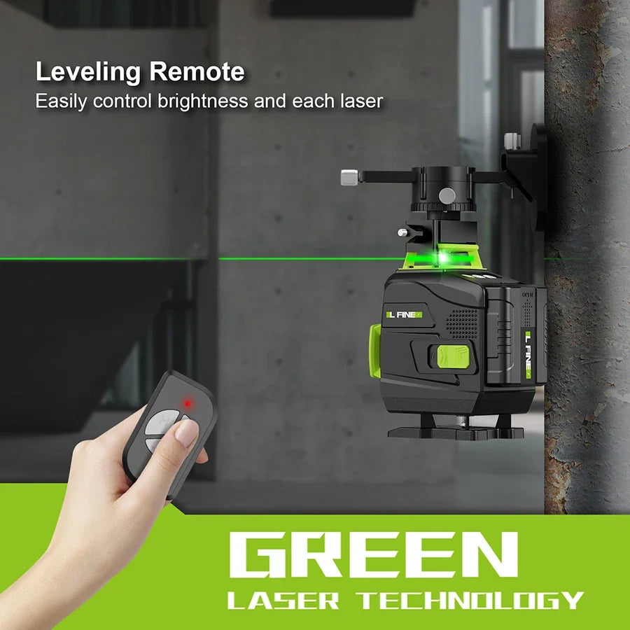 Professional Laser Level: 360 Cross, Green Laser, Self-Leveling Horizontal Vertical Precision,Construction Tools