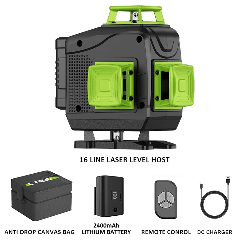 Professional Laser Level: 360 Cross, Green Laser, Self-Leveling Horizontal Vertical Precision,Construction Tools