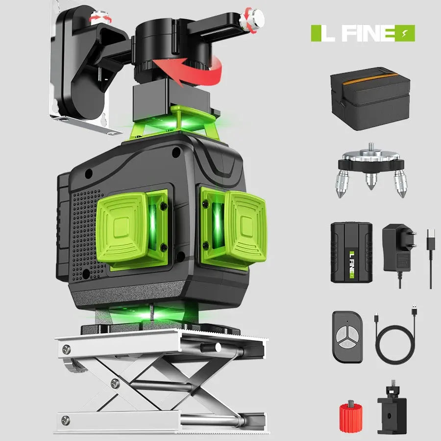 Professional Laser Level: 360 Cross, Green Laser, Self-Leveling Horizontal Vertical Precision,Construction Tools